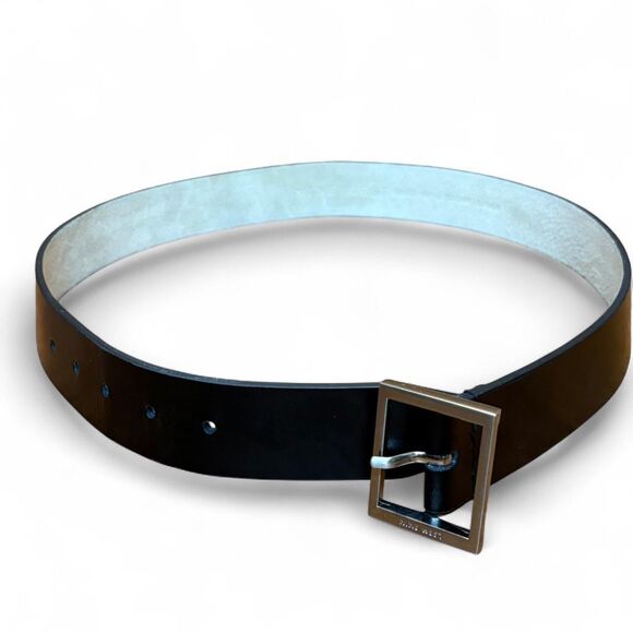 Nine West Black Genuine Leather Belt with Silver Hardware size Small - Picture 1 of 5